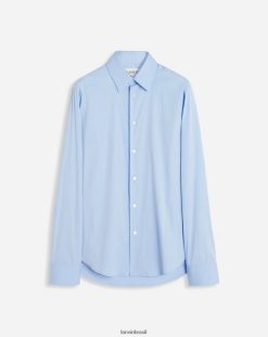 azul claro roupas 8V66TB312 Lanvin camisa slim fit com botões visíveis homens