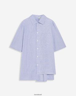 azul marinho/azul roupas 8V66TB310 Lanvin camisa assimétrica manga curta homens