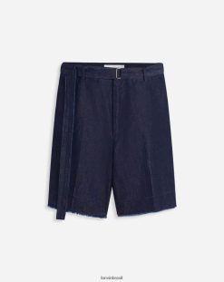 azul-marinho roupas 8V66TB349 Lanvin shorts jeans com bainha crua homens