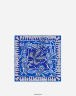 azul/multicolorido acessórios 8V66TB511 Lanvin lenço de seda com estampa de cadarço mulheres