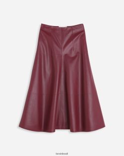 Borgonha roupas 8V66TB503 Lanvin saia maxi flare em couro napa mulheres