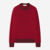 Borgonha/vermelho brilhante roupas 8V66TB260 Lanvin suéter de gola redonda em espinha de peixe em lã merino homens