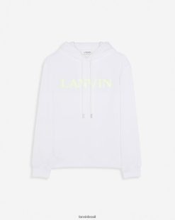 branco óptico roupas 8V66TB109 Lanvin clássico fit meio-fio com capuz em lã de algodão mulheres