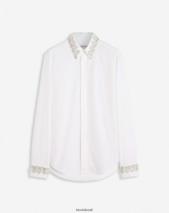 branco óptico roupas 8V66TB300 Lanvin camisa slim fit bordada homens