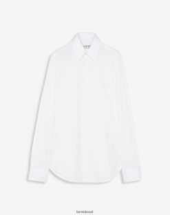branco óptico roupas 8V66TB304 Lanvin camisa slim fit de popelina elástica homens