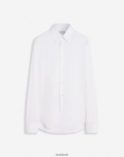 branco óptico roupas 8V66TB314 Lanvin camisa slim fit com botões visíveis homens