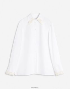 branco óptico roupas 8V66TB8 Lanvin camisa bordada manga longa em popeline mulheres