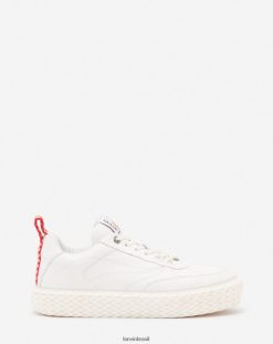 branco sapato 8V66TB436 Lanvin tênis curbies cano baixo em couro granulado homens