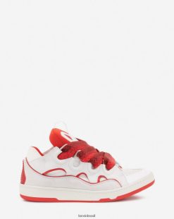 branco/vermelho sapato 8V66TB410 Lanvin tênis de couro homens