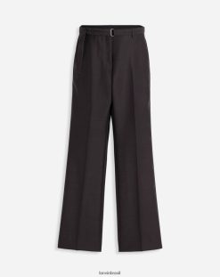 ébano roupas 8V66TB461 Lanvin calça reta com cinto mulheres