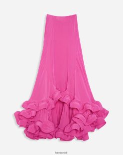 fúcsia roupas 8V66TB504 Lanvin saia maxi charmeuse assimétrica mulheres