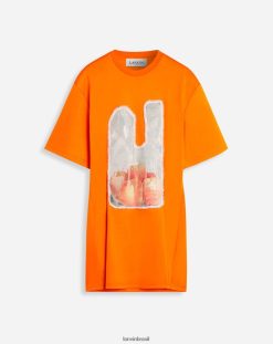 laranja brilhante roupas 8V66TB64 Lanvin vestido camiseta mini scratch & sniff mulheres