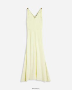 limão roupas 8V66TB67 Lanvin vestido midi flare sem mangas com decote em V em cetim mulheres