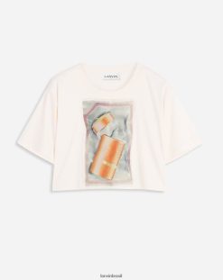 luz rosa roupas 8V66TB102 Lanvin camiseta cropped scratch & sniff mulheres
