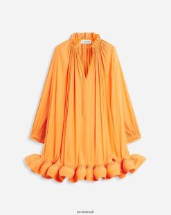 manga roupas 8V66TB63 Lanvin vestido curto charmeuse com manga comprida mulheres