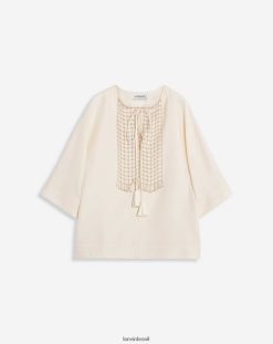off white roupas 8V66TB11 Lanvin top bordado com decote aberto mulheres