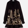 ouro Preto roupas 8V66TB89 Lanvin vestido de manga comprida em jacquard de seda mulheres