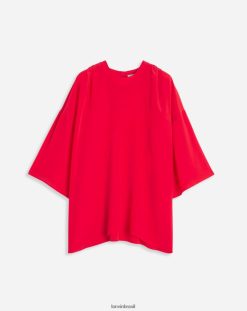 papoula vermelha roupas 8V66TB31 Lanvin blusa ss com gola redonda em seda mulheres