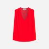 papoula vermelha roupas 8V66TB32 Lanvin top sem mangas com decote em V mulheres