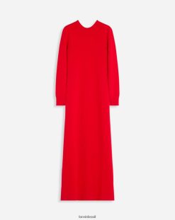 papoula vermelha roupas 8V66TB81 Lanvin vestido maxi aberto nas costas em lã e caxemira mulheres