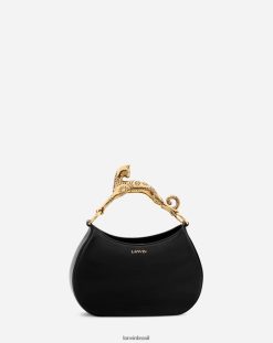 preto acessórios 8V66TB185 Lanvin bolsa hobo cat sm em couro de cordeiro mulheres