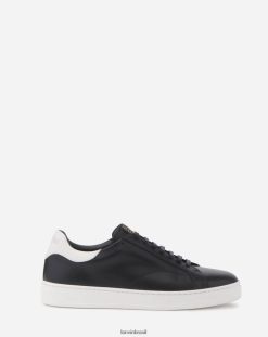 Preto branco sapato 8V66TB423 Lanvin tênis ddb0 de couro homens