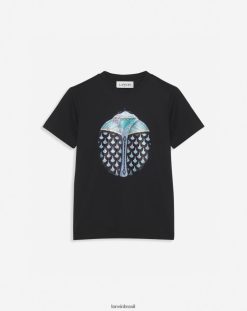 preto roupas 8V66TB113 Lanvin camiseta com bordado paris mulheres