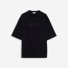 preto roupas 8V66TB228 Lanvin camiseta oversized com bordado paris homens