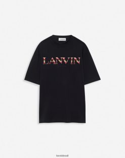 preto roupas 8V66TB229 Lanvin camiseta clássica bordada na calçada homens