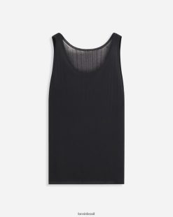 preto roupas 8V66TB238 Lanvin regata de malha transparente homens