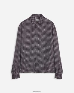 preto roupas 8V66TB299 Lanvin camisa clássica estampada homens