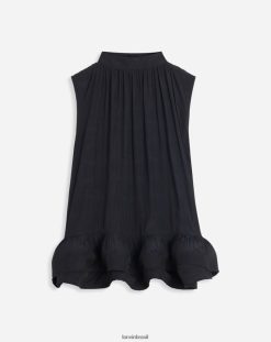 preto roupas 8V66TB2 Lanvin top charmeuse jacquard sem mangas mulheres