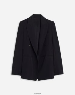 preto roupas 8V66TB475 Lanvin blazer de alfaiataria trespassado mulheres