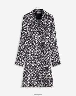 preto roupas 8V66TB58 Lanvin vestido midi manga longa com estampa floral mulheres